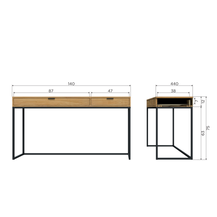 Birou Silas, lemn de stejar, stejar, 74 x 140 x 44 cm, WOOOD 373385-E [8]