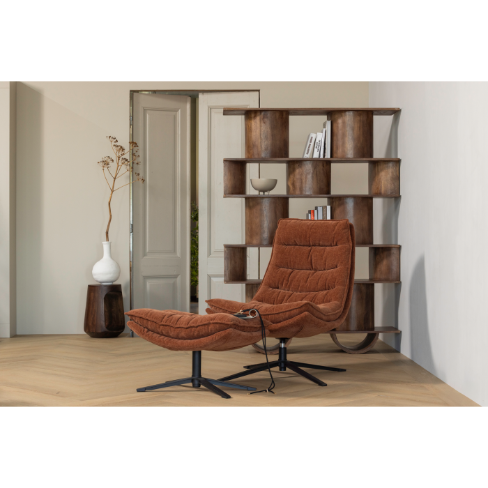 Fotoliu pivotant Kube, tesatura, maro, 100 x 74 x 89 cm, WOOOD 377553-B [2]