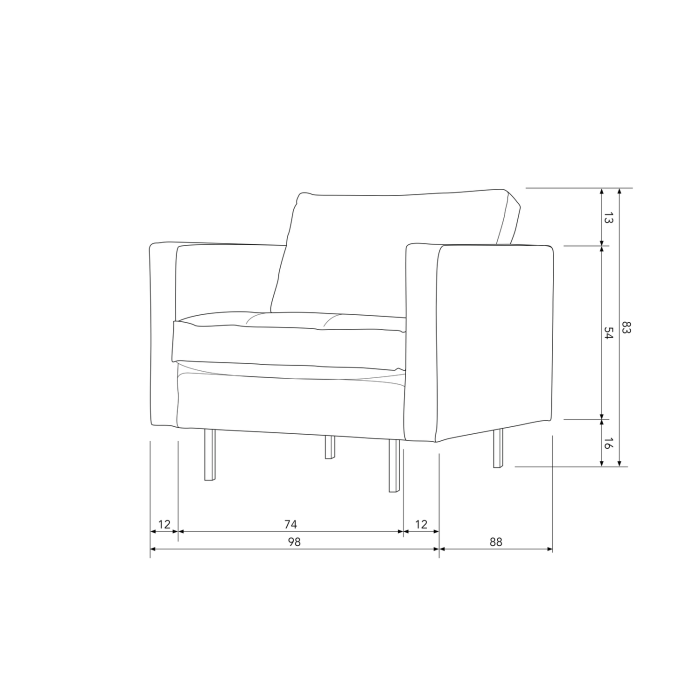 Fotoliu Rodeo Classic, piele reciclata si poliester, coniac, 83 x 98 x 88 cm, WOOOD 800888-C [5]