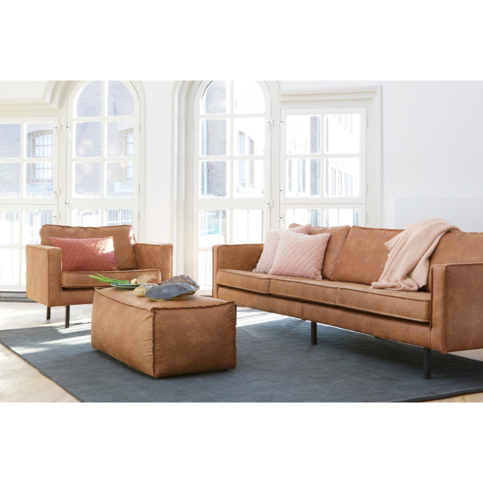 Fotoliu Rodeo, piele reciclata si poliester, coniac, 85 x 105 x 86 cm, WOOOD 378608-B [3]