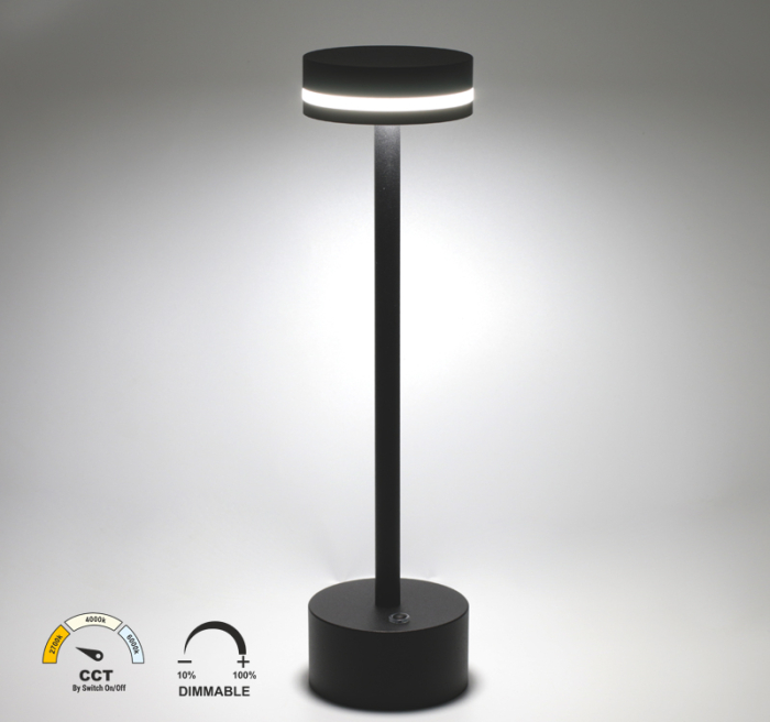 Lampa de masa LED reincarcabila USB, 2W, 3000K/4000K/5000K, IP44, negru, Dablerom 5-021 [3]