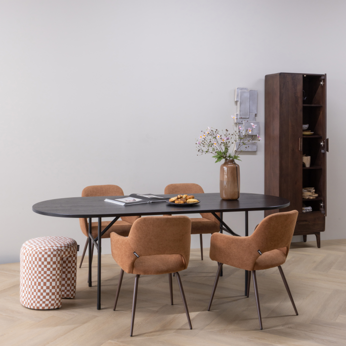 Masa dining Arthur, lemn de stejar, negru intens, 75 x 220 x 90 cm, WOOOD 376039-Z [2]