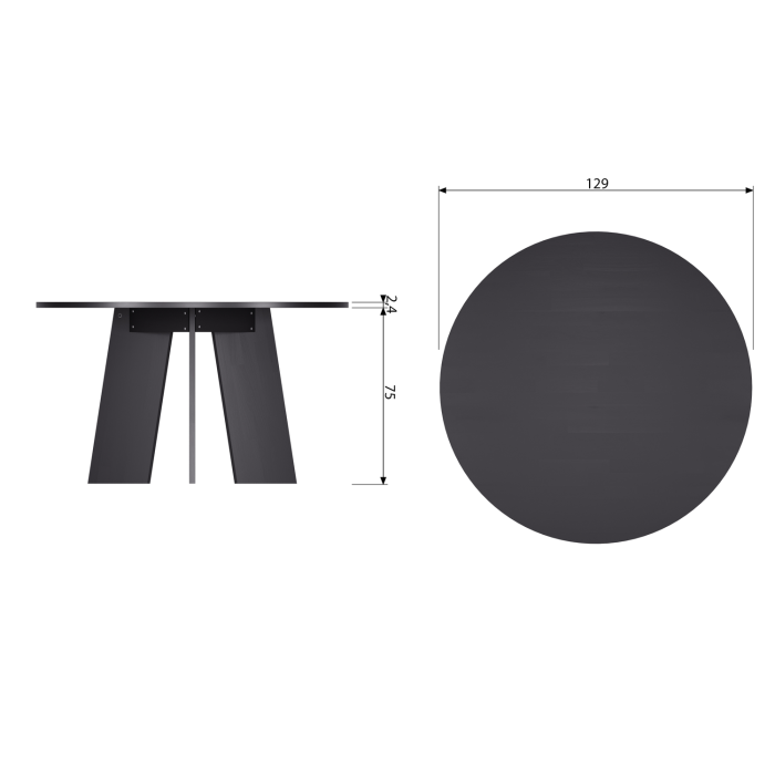 Masa dining Fries, lemn de stejar, negru intens, 75 x 129 x 129 cm, WOOOD 200188-Z [6]