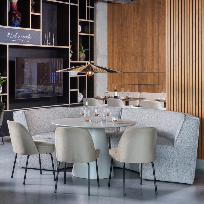 Masa dining Jorre, MDF, bej antichizat, 76 x 120 x 120 cm, WOOOD 340512-A [2]