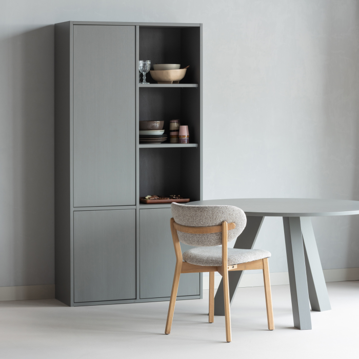 Masa dining Rhonda, lemn de stejar, gri cald, 75 x 129 x 129 cm, WOOOD 375419-WG [2]