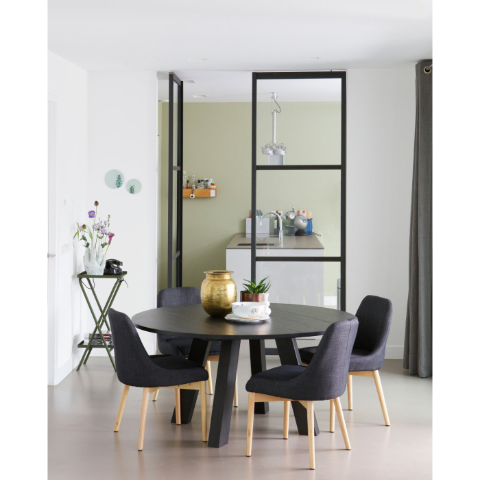 Masa dining Rhonda XL, lemn de stejar, negru intens, 75 x 150 x 150 cm, WOOOD 375420-BN [3]