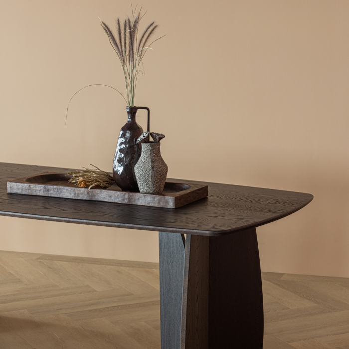 Masa dining Veere, lemn de stejar, maro mystic, 77 x 180 x 100 cm, WOOOD 377928-B [3]