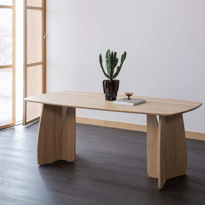 Masa dining Veere, lemn de stejar, natur, 77 x 180 x 100 cm, WOOOD 377928-N [3]