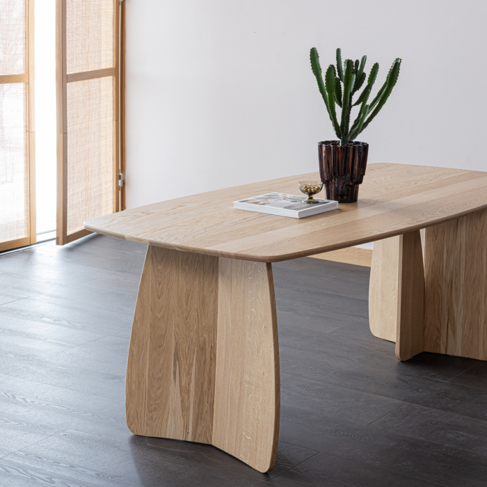 Masa dining Veere, lemn de stejar, natur, 77 x 200 x 100 cm, WOOOD 377929-N [3]