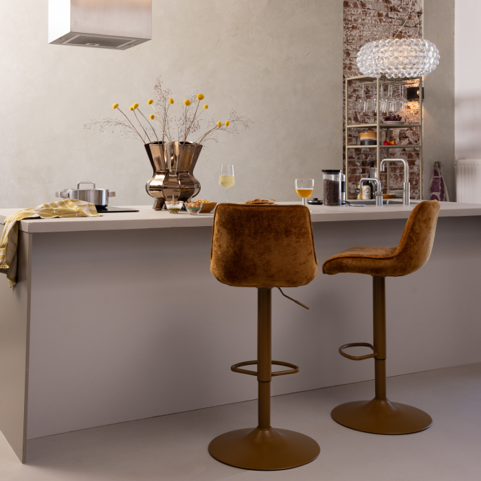 Scaun de bar Marten, chenille, caramel, 110 x 45 x 50 cm, WOOOD 377486-K [3]