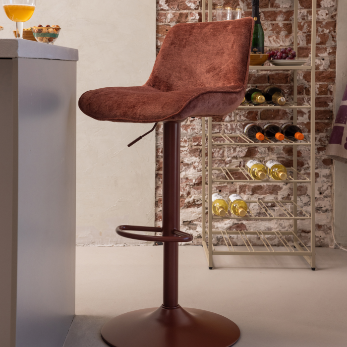 Scaun de bar Marten, chenille, maro castaniu, 110 x 45 x 50 cm, WOOOD 377486-A [2]