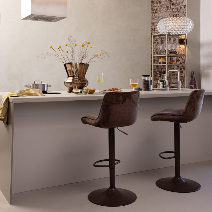 Scaun de bar Marten, chenille, maro inchis, 110 x 45 x 50 cm, WOOOD 377486-D [3]