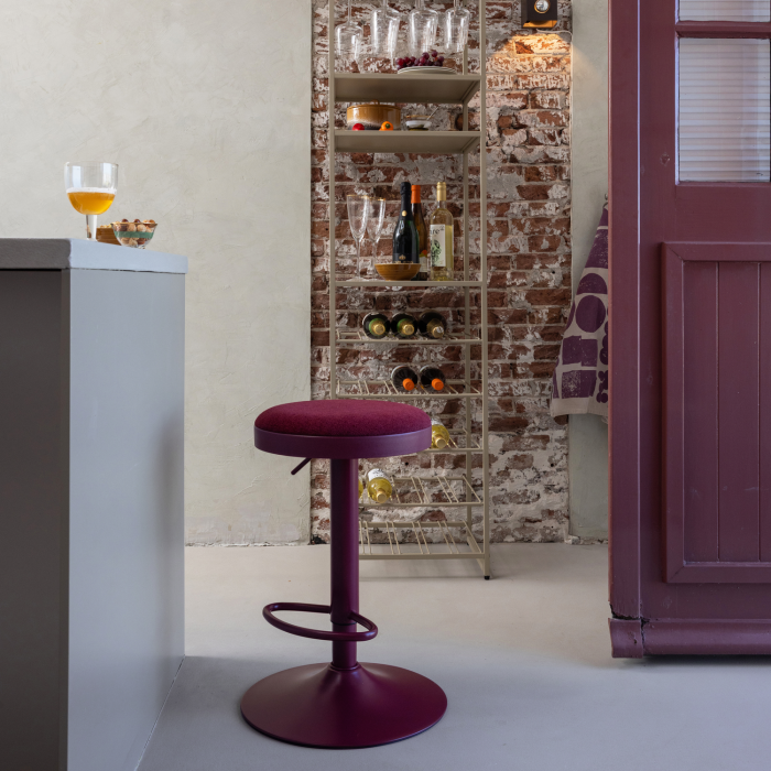 Scaun de bar Mevo, chenille, bordo, 82 x 42 x 42 cm, WOOOD 377972-O [2]