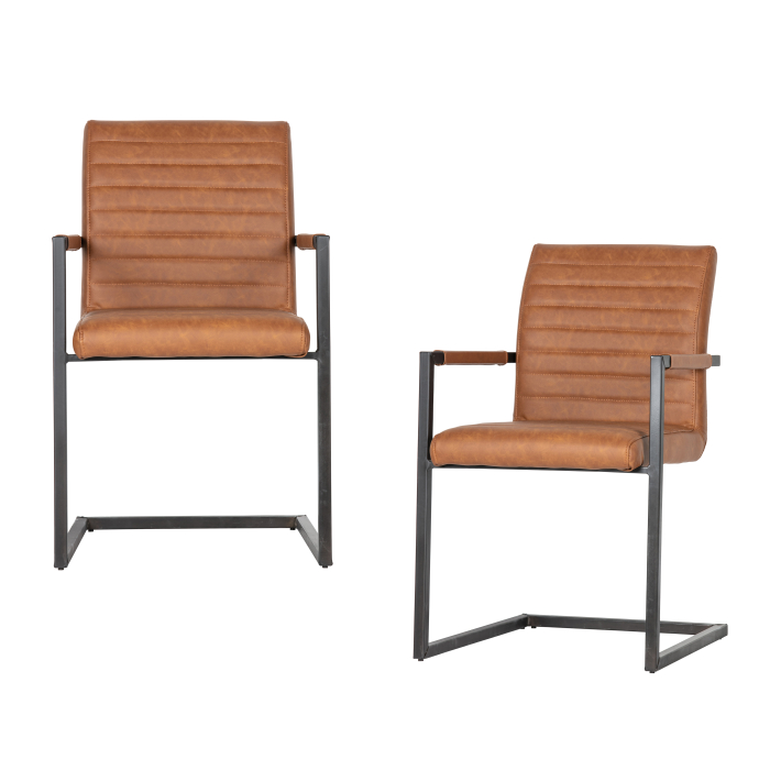 Scaun dining Bas, piele ecologica (PU), coniac, 87 x 54 x 62 cm, WOOOD 376052-C [3]