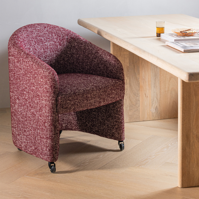 Scaun dining Cordo, tesatura melanj, bordo, 83 x 64 x 64 cm, WOOOD 377800-B [2]