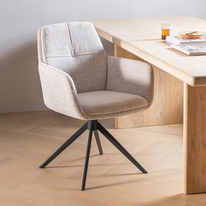 Scaun dining Grant, tesatura melanj, natur melanj, 88 x 61 x 63 cm, WOOOD 377387-A [2]