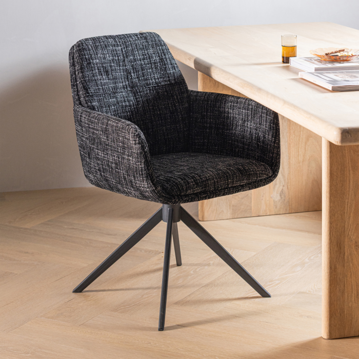 Scaun dining Grant, tesatura melanj, negru, 88 x 61 x 63 cm, WOOOD 377387-Z [2]
