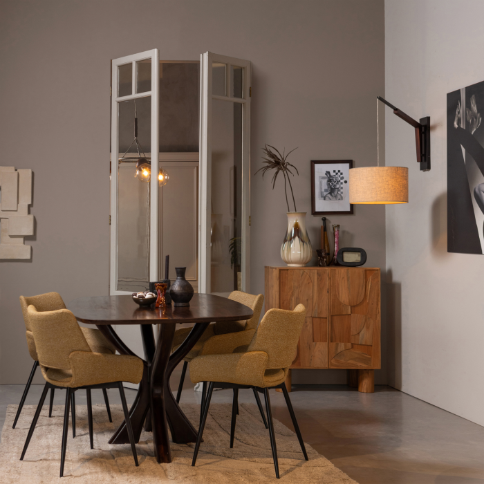 Scaun dining Parade, tesatura, mustar, 83 x 58 x 55 cm, WOOOD 801384-M [2]