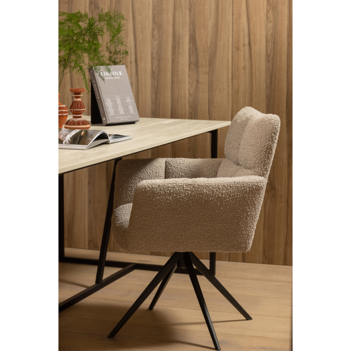 Scaun dining pivotant Vinny, boucle, nisipiu, 89 x 70 x 61 cm, WOOOD 377337-Z [2]