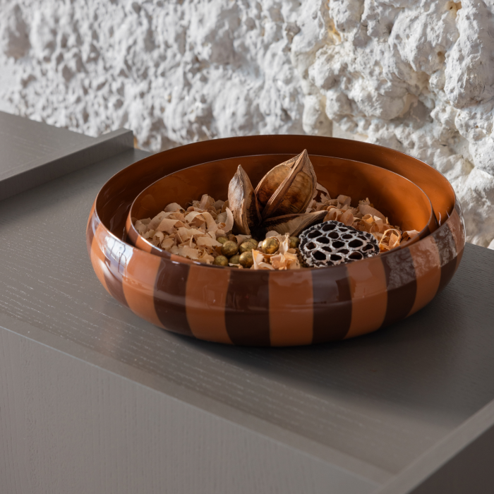 Set 2 bol decorativ Orba, metal, maro/roz, 6 x 32 x 32 cm, WOOOD 377875-B [3]
