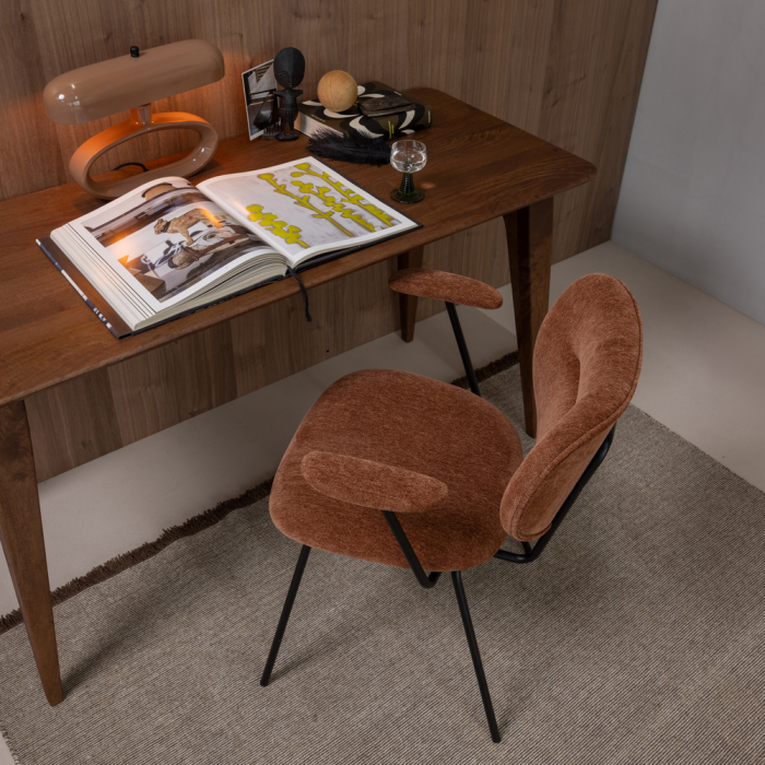 Set 2 scaune dining Brint, chenille tesut, maro ruginiu, 80 x 63 x 58 cm, WOOOD 378086-R [3]