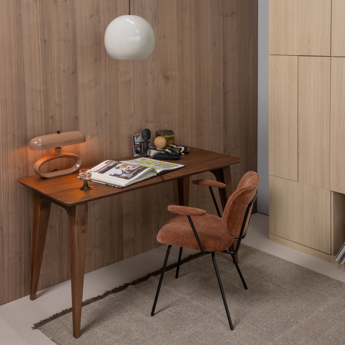 Set 2 scaune dining Brint, chenille tesut, maro ruginiu, 80 x 63 x 58 cm, WOOOD 378086-R [2]