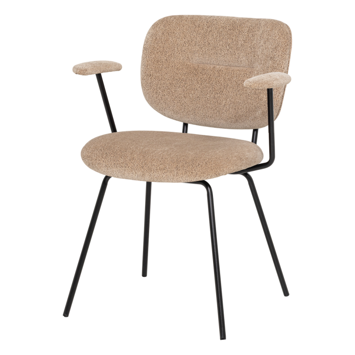 Set 2 scaune dining Brint, chenille tesut, nisipiu, 80 x 63 x 58 cm, WOOOD 378086-Z [3]