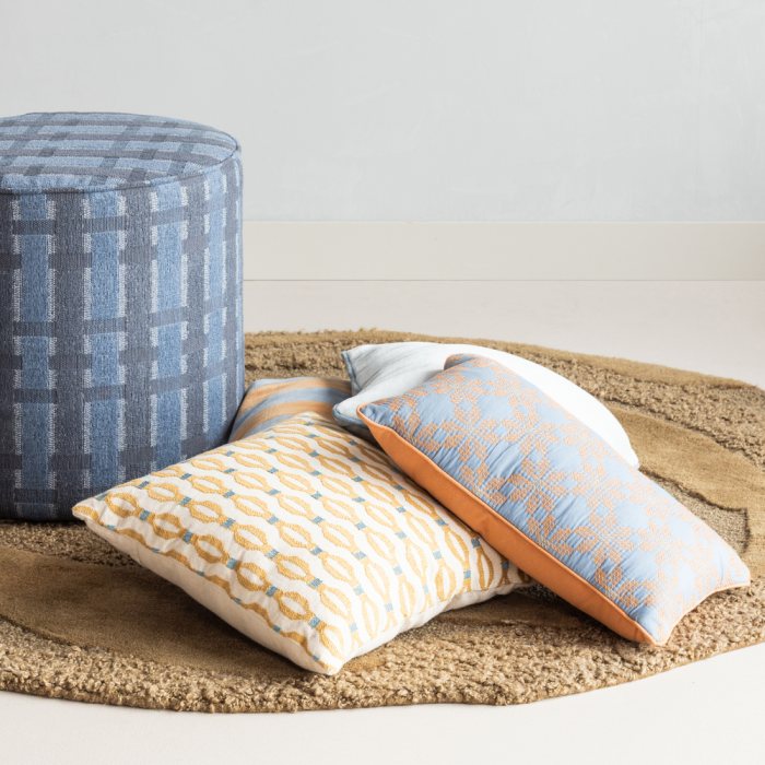 Set 4 perne decorative Lira, bumbac, albastru/portocaliu, 50 x 50 x 10 cm, WOOOD 377779-B [3]