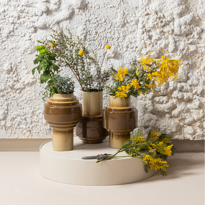 Vaza decorativa Orba, metal, nisipiu, 36 x 24 x 24 cm, WOOOD 377874-Z [2]