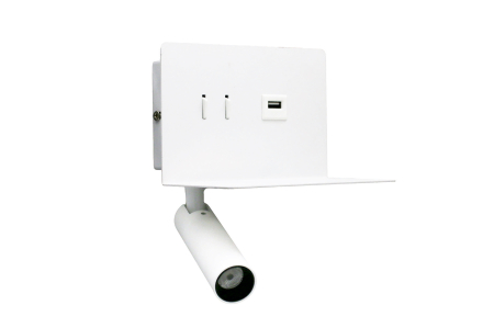 Aplice interior - Aplica LED cu spot si USB, 3W+3W, 3000K, IP20, aluminiu, alb, Dablerom 3-6620
