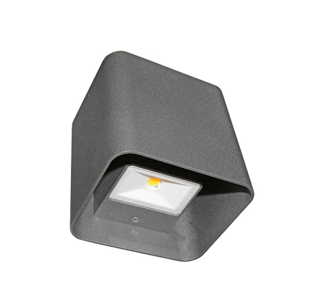 Iluminat exterior - Aplica LED cubica, 2x3W, 3000K, IP54, aluminiu, gri, Dablerom 3-691816