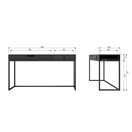 Birou Silas, lemn de frasin, negru intens, 75 x 140 x 44 cm, WOOOD 373385-BN [6]