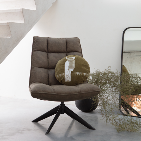 Fotoliu pivotant Jouke, piele ecologica, verde, 97 x 70 x 85 cm, WOOOD 373303-GR [1]