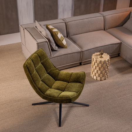 Fotoliu pivotant Maudi, chenille, verde, 84 x 74 x 86 cm, WOOOD 374074-G [1]