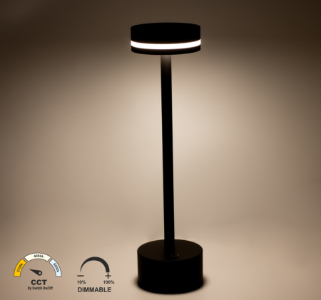 Lampa de masa LED reincarcabila USB, 2W, 3000K/4000K/5000K, IP44, negru, Dablerom 5-021 [1]