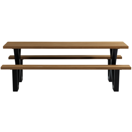 Masa de picnic Tablo, lemn, natur/negru, 75 x 206 x 145 cm, WOOOD 376036-N [3]