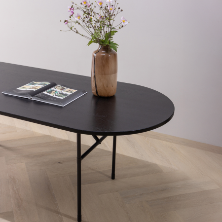 Masa dining Arthur, lemn de stejar, negru intens, 75 x 220 x 90 cm, WOOOD 376039-Z [2]