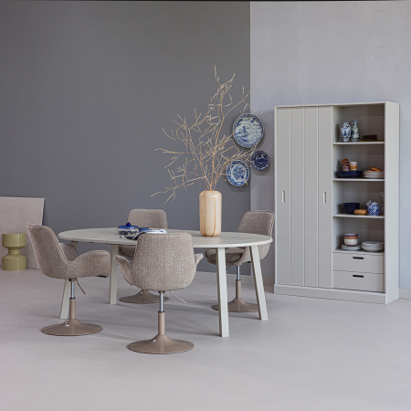 Masa dining extensibila Janne, lemn de stejar, gri Dakar, 75 x 120 x 120 cm, WOOOD 373786-DG [2]