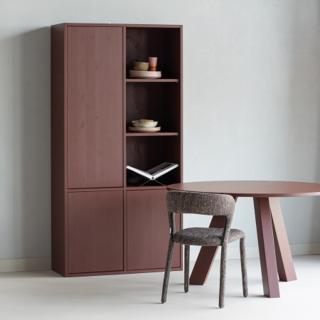Masa dining Rhonda, lemn de stejar, bordo, 75 x 129 x 129 cm, WOOOD 375419-BR [1]