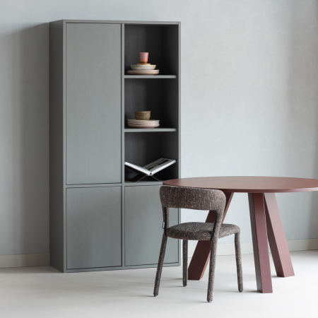 Masa dining Rhonda, lemn de stejar, bordo, 75 x 129 x 129 cm, WOOOD 375419-BR [2]