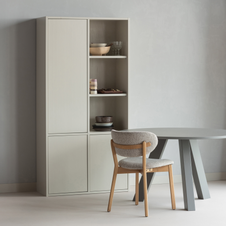 Masa dining Rhonda, lemn de stejar, gri cald, 75 x 129 x 129 cm, WOOOD 375419-WG [2]