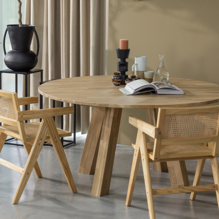 Masa dining Rhonda XL, lemn de stejar, natur mat, 75 x 150 x 150 cm, WOOOD 375420-EB [1]