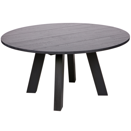 Mese dining - Masa dining Rhonda XL, lemn de stejar, negru intens, 75 x 150 x 150 cm, WOOOD 375420-BN