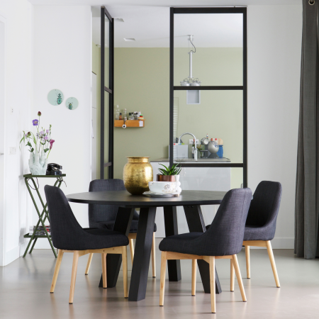 Masa dining Rhonda XL, lemn de stejar, negru intens, 75 x 150 x 150 cm, WOOOD 375420-BN [1]