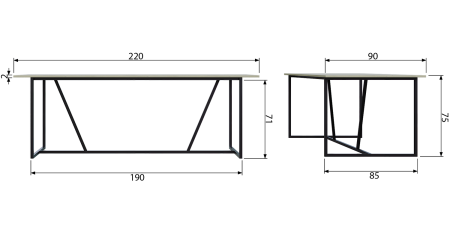 Masa dining Silas, lemn de frasin, gri prafuit, 75 x 220 x 90 cm, WOOOD 373652-D [6]
