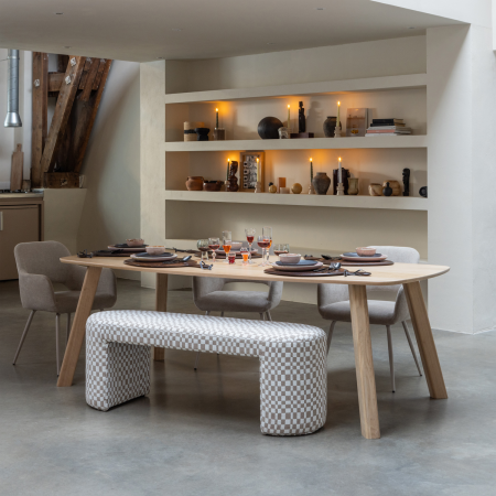 Scaun dining Jenny, tesatura, natur, 80 x 58 x 58 cm, WOOOD 374076-N [2]
