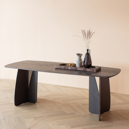 Masa dining Veere, lemn de stejar, maro mystic, 77 x 220 x 100 cm, WOOOD 377930-B [1]