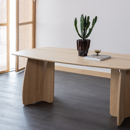 Masa dining Veere, lemn de stejar, natur, 77 x 200 x 100 cm, WOOOD 377929-N [1]