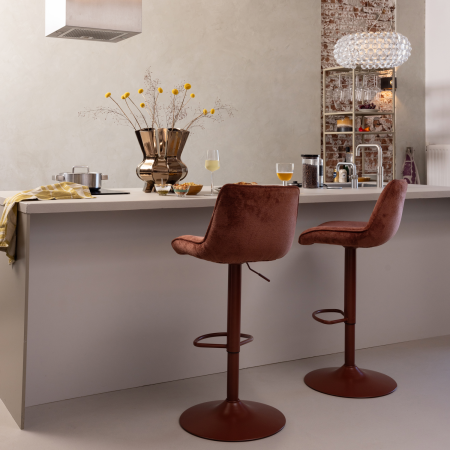 Scaun de bar Marten, chenille, maro castaniu, 110 x 45 x 50 cm, WOOOD 377486-A [2]