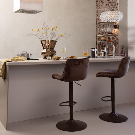 Scaun de bar Marten, chenille, maro inchis, 110 x 45 x 50 cm, WOOOD 377486-D [2]